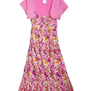 Girls Short Sleeve Printed Maxi Dress